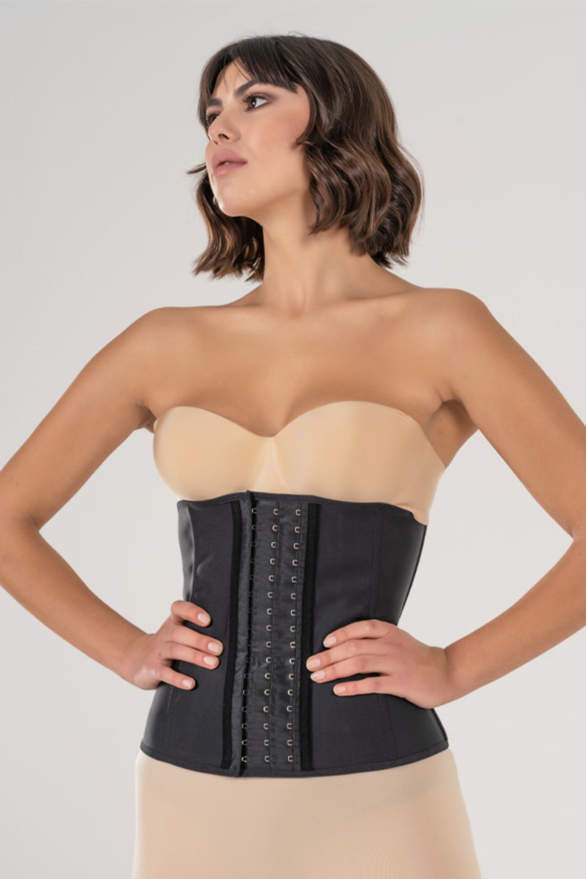 Kısa Latex Korse Kadın Siyah