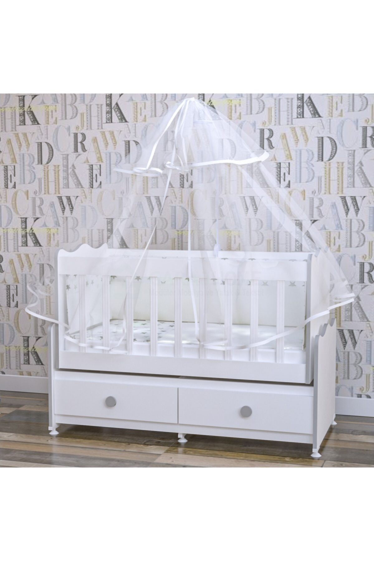 Elegant Yıldız 2 Kapaklı Bebek Odası Takımı - Yatak Ve Uyku Seti Kombinli-gri-mavi Uyku Seti