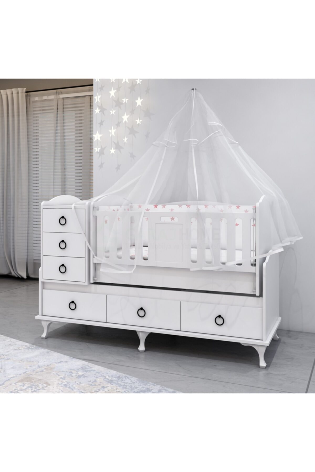 Elfin Büyünen Asansörlü Bebek Odası Takımı - Yatak Ve Uyku Seti Kombinli- Uykuseti Pembe