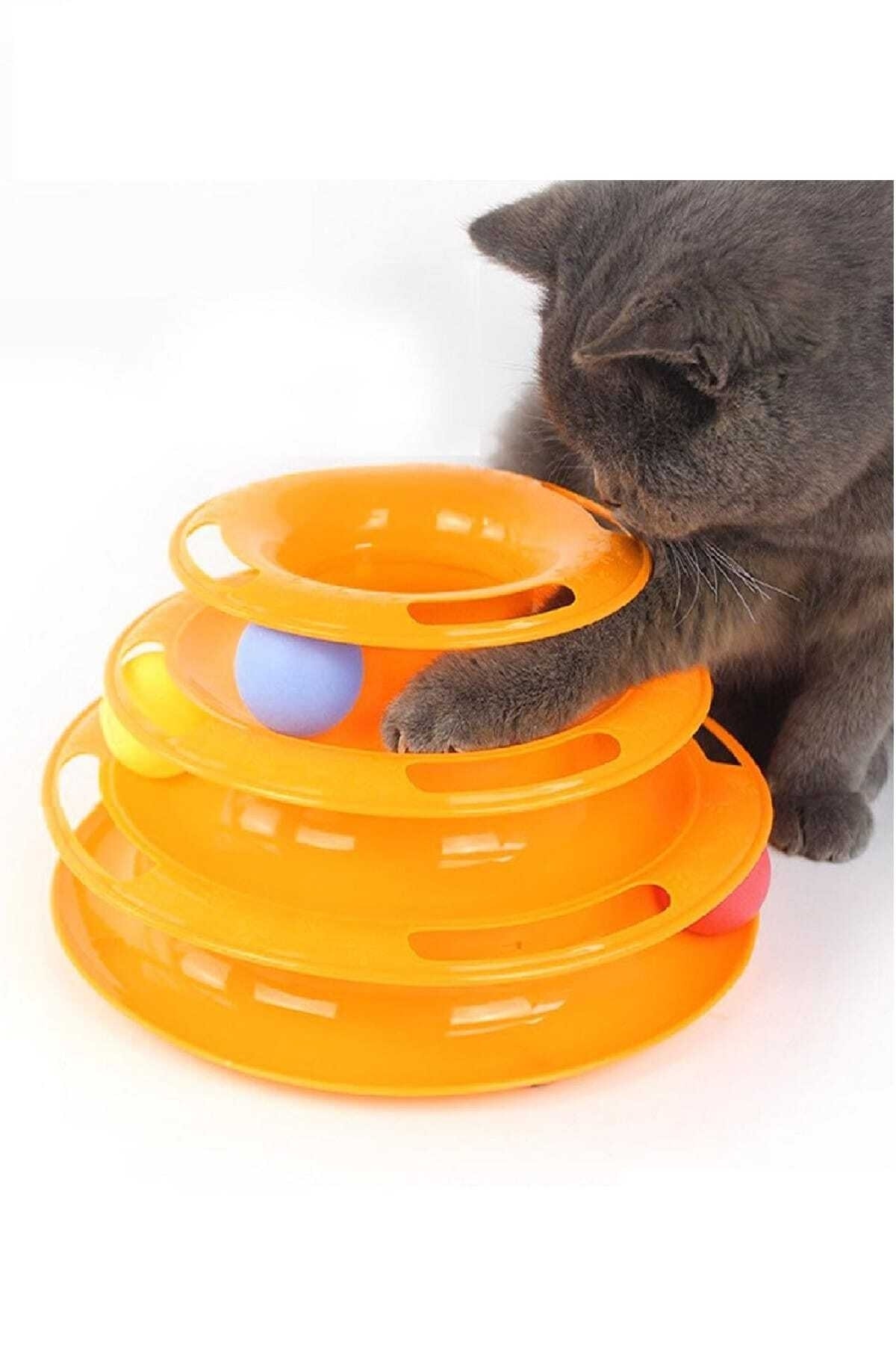 Toplu Yuvarlak Kedi Oyuncağı Kedi Eğlencesi Turuncu